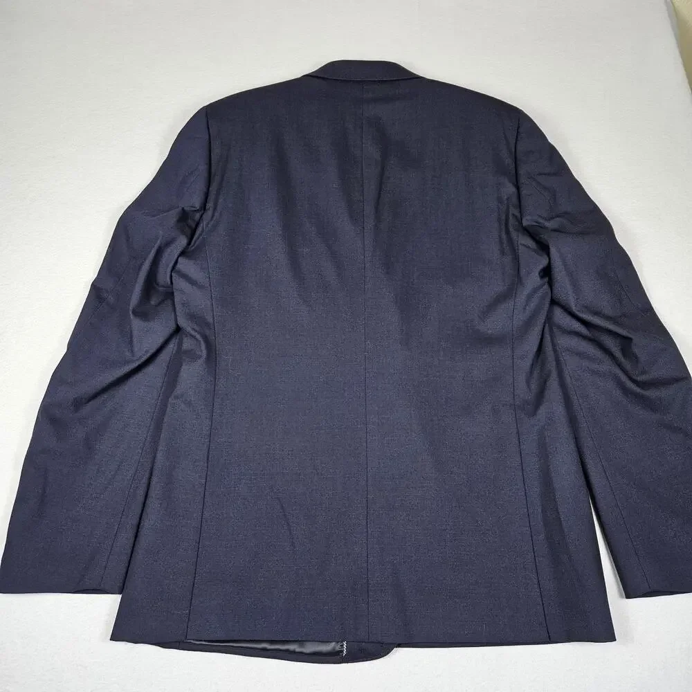 Lands End Stretch Blazer Mens 44L Year Rounder Traditional Fit Navy Wool Jacket